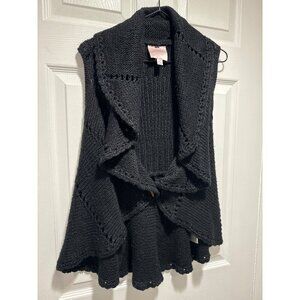 Women's S Black Chunky Knit  Waterfall Cardigan Sweater Boho Witchy Whimsigoth